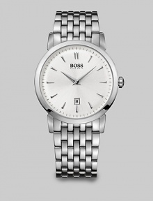 Traditional yet modern, this stainless steel quartz timepiece is sure to never go out of style. Stainless steel bracelet with deployment buckle along with the ultra slim case ensures comfort while Dauphine hands give new meaning to timeless elegance.Quartz movementRound bezelWater resistant to 3ATMDate display at 6 o'clockSecond handStainless steel case: 40mm (1.57)Stainless steel braceletImported