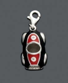 Add some stylish speed to your wardrobe. This sleek red and black race car charm features sparkling cubic zirconia accents. Set in sterling silver with a lobster claw clasp. Approximate drop: 3/4 inch. Add some stylish speed to your wardrobe. This sleek red and black race car charm features sparkling cubic zirconia accents. Set in sterling silver with a lobster claw clasp. Approximate drop: 3/4 inch.