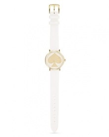 Done up in gold and white, kate spade new york's metro strap watch makes a stand out statement. Wear it seven days a week to feel like the queen of spades Done up in gold and white, kate spade new york's metro strap watch makes a stand out statement. Wear it seven days a week to feel like the queen of spades