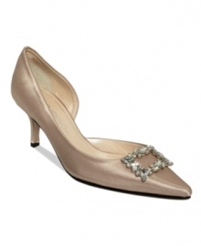 Pretty little pumps like these belong in your life. The Eliza mid-heel evening pumps feature a d'Orsay cut and sparkling jewels on the vamp. Pretty little pumps like these belong in your life. The Eliza mid-heel evening pumps feature a d'Orsay cut and sparkling jewels on the vamp.