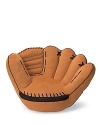 Gund hits a home run with this plush baseball glove chair, cleverly outfitted with five fingers, webbing and stitch print allover.