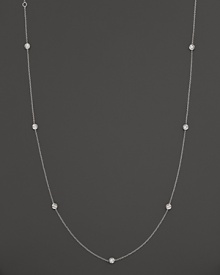 Twelve diamond stations punctuate a long, elegant 18K. white gold chain. By Roberto Coin. Twelve diamond stations punctuate a long, elegant 18K. white gold chain. By Roberto Coin.