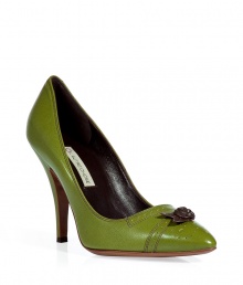 Add bold style to your look with these vibrant pumps from LAutre Chose - Pointed toe with perforated details and leather flower embellishment, stiletto heel - Pair with cropped trousers and a printed silk blouse Add bold style to your look with these vibrant pumps from LAutre Chose - Pointed toe with perforated details and leather flower embellishment, stiletto heel - Pair with cropped trousers and a printed silk blouse