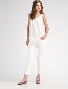 Classic tank design is newly updated in breezy linen. U-neckline Sleeveless About 26 from shoulder to hem Linen; hand wash Imported Classic tank design is newly updated in breezy linen. U-neckline Sleeveless About 26 from shoulder to hem Linen; hand wash Imported