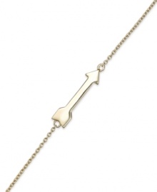 Pointing in the right direction. Studio Silver's arrow bracelet, set in 18k gold over sterling silver, takes you on a fashion-forward path. Approximate length, bracelet: 7-1/4 inches. Approximate length, arrow: 7/8 inch. Pointing in the right direction. Studio Silver's arrow bracelet, set in 18k gold over sterling silver, takes you on a fashion-forward path. Approximate length, bracelet: 7-1/4 inches. Approximate length, arrow: 7/8 inch.