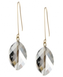 Subtle shimmer from every angle. Kenneth Cole New York's faceted glass earrings features a chic linear design strung from gold tone mixed metal ear wires. Approximate drop: 2 inches. Subtle shimmer from every angle. Kenneth Cole New York's faceted glass earrings features a chic linear design strung from gold tone mixed metal ear wires. Approximate drop: 2 inches.