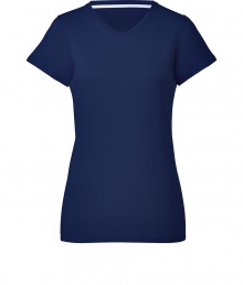 A wardrobe staple detailed in classic navy, Jil Sanders pristine V-neck is as chic as it is versatile - V-neckline, short sleeves, contoured seaming - Form-fitting - Wear with a modern blazer, leather leggings and ankle boots A wardrobe staple detailed in classic navy, Jil Sanders pristine V-neck is as chic as it is versatile - V-neckline, short sleeves, contoured seaming - Form-fitting - Wear with a modern blazer, leather leggings and ankle boots