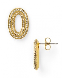 Set with inset crystals, Nadri's oval link button earrings give an understated nod to classic style. Slip them in for a just-right hit of sparkle. Set with inset crystals, Nadri's oval link button earrings give an understated nod to classic style. Slip them in for a just-right hit of sparkle.