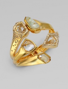 From the Miss Havisham Collection. An unique multi-cap design embellished with Swarovski crystals and faceted stones. Swarovski crystalsGlass stones GoldtoneDiameter, about 2.5Hinged closureMade in USA From the Miss Havisham Collection. An unique multi-cap design embellished with Swarovski crystals and faceted stones. Swarovski crystalsGlass stones GoldtoneDiameter, about 2.5Hinged closureMade in USA