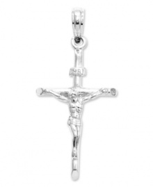 Let faith play a central role in your style. This intricate INRI, or Jesus the Nazarene, King of the Jews, crucifix charm is crafted in polished 14k white gold. Chain not included. Approximate length: 1-1/5 inches. Approximate width: 2/5 inch.
