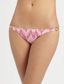 A classic swim design featuring an irresistible pastel print and glamorous gold hardware. This bottom also offers a flawless fit, thanks to the right amount of stretch.Stretch comfortGold hardware on hipsFully lined80% nylon/20% Lycra®Hand washMade in USA of imported fabric Please note: Bikini top sold separately. A classic swim design featuring an irresistible pastel print and glamorous gold hardware. This bottom also offers a flawless fit, thanks to the right amount of stretch.Stretch comfortGold hardware on hipsFully lined80% nylon/20% Lycra®Hand washMade in USA of imported fabric Please note: Bikini top sold separately.