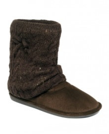 Create your own winter wonderland with the cozy Shimmer booties by Material Girl. Metallic sparkle shines on the folded sweater-knit cuff. Create your own winter wonderland with the cozy Shimmer booties by Material Girl. Metallic sparkle shines on the folded sweater-knit cuff.