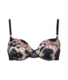 Turn up the heat in this ultra-luxe tropical print bra from Elle MacPherson Intimates - Contouring cups with bow, lace sides, adjustable black straps, black trim, back hook and eye closures - Perfect under cocktail dresses or paired with matching panties for seriously stylish lounging Turn up the heat in this ultra-luxe tropical print bra from Elle MacPherson Intimates - Contouring cups with bow, lace sides, adjustable black straps, black trim, back hook and eye closures - Perfect under cocktail dresses or paired with matching panties for seriously stylish lounging