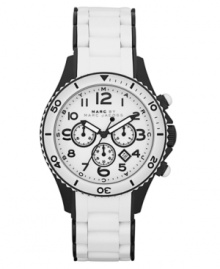 Life in black & white. This built-tough chronograph watch from Marc by Marc Jacobs is is a classic black & white design.