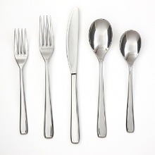 This classically styled, 45-piece flatware set includes 8 each of the following: dinner forks, dinner knives, dinner spoons, teaspoons and salad forks as well as a 5 piece hostess set. This classically styled, 45-piece flatware set includes 8 each of the following: dinner forks, dinner knives, dinner spoons, teaspoons and salad forks as well as a 5 piece hostess set.
