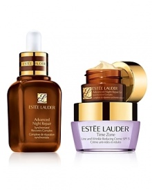 Discover your Beautiful Skin Solutions to reduce the look of lines and wrinkles. Limited-time collection includes: Advanced Night Repair 1 oz. (full size), Time Zone Line and Wrinkle Reducing Creme SPF 15 0.5 oz., and Advanced Night Repair Eye 0.24 oz. Discover your Beautiful Skin Solutions to reduce the look of lines and wrinkles. Limited-time collection includes: Advanced Night Repair 1 oz. (full size), Time Zone Line and Wrinkle Reducing Creme SPF 15 0.5 oz., and Advanced Night Repair Eye 0.24 oz.