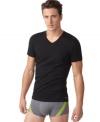 Emporio Armani style in a classic v-neck t-shirt that is anything but basic.