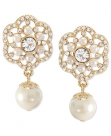 Add a spark to every special occasion. Carolee's drop earrings feature glass pearls and glass-accented posts. Crafted in 12k gold-plated mixed metal. Approximate drop 1-1/2 inches. Add a spark to every special occasion. Carolee's drop earrings feature glass pearls and glass-accented posts. Crafted in 12k gold-plated mixed metal. Approximate drop 1-1/2 inches.