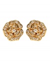 Let your inner fashionista bloom with sweet rosebud studs by Betsey Johnson. Intricate flowers feature round-cut crystals coating the petals. Crafted in gold tone mixed metal.