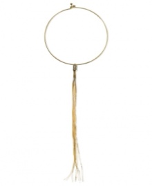 Tickle your neckline with a shimmery tassel. This chic necklace by GUESS features a collar design finished with a long tassel. Crafted in gold tone mixed metal. Approximate length: 15 inches. Approximate drop: 9 inches. Tickle your neckline with a shimmery tassel. This chic necklace by GUESS features a collar design finished with a long tassel. Crafted in gold tone mixed metal. Approximate length: 15 inches. Approximate drop: 9 inches.