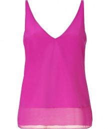 Versatile and vibrant, this silk camisole from Tibi adds bold style to your warm weather staples - V-neck, sleeveless, semi-sheer with solid underlay, slightly flared silhouette - Pair with cropped jeans, a loose knit cardigan, and embellished ballet flats Versatile and vibrant, this silk camisole from Tibi adds bold style to your warm weather staples - V-neck, sleeveless, semi-sheer with solid underlay, slightly flared silhouette - Pair with cropped jeans, a loose knit cardigan, and embellished ballet flats
