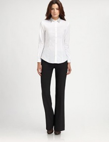 Crisp cotton poplin, tailored in a classic style and updated with an edgy studded collar.Studded point collarButton frontLong sleeves with button cuffsCurved hemlineAbout 23 from shoulder to hemCotton/elastaneDry cleanImportedModel shown is 5'10 (177cm) wearing US size 4. Crisp cotton poplin, tailored in a classic style and updated with an edgy studded collar.Studded point collarButton frontLong sleeves with button cuffsCurved hemlineAbout 23 from shoulder to hemCotton/elastaneDry cleanImportedModel shown is 5'10 (177cm) wearing US size 4.