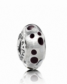 A bubbly pattern on murano glass adds an effervescent element to your bracelet. Logo-engraved sterling silver trim displays the PANDORA signature. A bubbly pattern on murano glass adds an effervescent element to your bracelet. Logo-engraved sterling silver trim displays the PANDORA signature.
