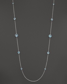 Stations of blue topaz sparkle on this sterling silver necklace from Ippolita. Stations of blue topaz sparkle on this sterling silver necklace from Ippolita.