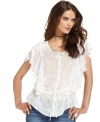 Strike a balance between sultry and sweet in this sheer ruffled blouse from Lucky Brand Jeans.