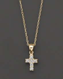 A heavenly diamond cross pendant in 14 Kt. yellow gold, with rope chain. A heavenly diamond cross pendant in 14 Kt. yellow gold, with rope chain.