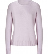 With a pristine cut and soft pastel hue, Jil Sanders cashmere pullover is a luxurious take on contemporary knitwear - Round neckline, long sleeves, ribbed trim - Fitted - Wear with figure-hugging separates and flawless leather ankle boots