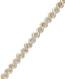Embrace your elegant side. Victoria Townsend's bracelet, set in 18k gold over sterling silver, offers a radiant look with round-cut diamonds (1/4 ct. t.w.) only enhancing the luster. Approximate length: 7 inches. Embrace your elegant side. Victoria Townsend's bracelet, set in 18k gold over sterling silver, offers a radiant look with round-cut diamonds (1/4 ct. t.w.) only enhancing the luster. Approximate length: 7 inches.