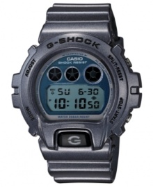 With a colorful metallic dial with a mirrored finish, this G-Shock digital watch beams with style. With a colorful metallic dial with a mirrored finish, this G-Shock digital watch beams with style.