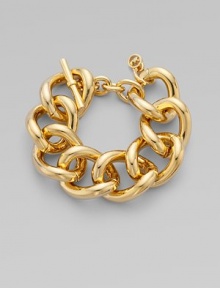 Thick, chunky links make this a statement piece. Brass Length, about 8 Toggle closure with logo lock Imported Thick, chunky links make this a statement piece. Brass Length, about 8 Toggle closure with logo lock Imported