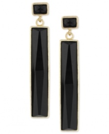 Shapely style from Haskell. These drop earrings feature a luxe black and gold combo with faceted acrylic beads and a golden setting. Crafted in gold tone mixed metal. Approximate drop: 2-1/5 inches. Shapely style from Haskell. These drop earrings feature a luxe black and gold combo with faceted acrylic beads and a golden setting. Crafted in gold tone mixed metal. Approximate drop: 2-1/5 inches.