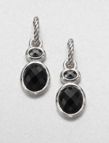 From the Renaissance Collection. Rich, faceted black onyx stones set in sleek sterling silver in a pretty drop design. Black onyxSterling silverDrop, about .5Post backImported 