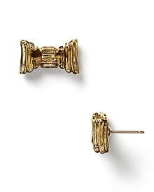Wrap up your look with kate spade new york's beautiful bow stud earrings, handcrafted with gleaming goldtone plate and 14 Kt. gold filled post. Wrap up your look with kate spade new york's beautiful bow stud earrings, handcrafted with gleaming goldtone plate and 14 Kt. gold filled post.