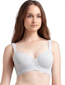 THE LOOKAdjustable padded shoulder strapsStretch cotton knit padded cups with underwireStay-dry fabric wicks away moistureElastic hemAdjustable back hook-and-eye closureTHE MATERIALCotton/Lycra spandexFully linedCARE & ORIGINHand washImported THE LOOKAdjustable padded shoulder strapsStretch cotton knit padded cups with underwireStay-dry fabric wicks away moistureElastic hemAdjustable back hook-and-eye closureTHE MATERIALCotton/Lycra spandexFully linedCARE & ORIGINHand washImported