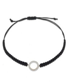 Circular chic. Single-cut diamonds (1/6 ct. t.w.) are set in YellOra™ and centered on a black parachute cord for a stunning effect. Bracelet adjusts to fit wrist. Approximate length: 11 inches. Circular chic. Single-cut diamonds (1/6 ct. t.w.) are set in YellOra™ and centered on a black parachute cord for a stunning effect. Bracelet adjusts to fit wrist. Approximate length: 11 inches.
