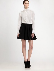 Sharp, artfully tailored pleats circle the collar and cuffs of this elegant cotton style.Pleated stand collarConcealed button frontAbout 24 from shoulder to hemCottonDry cleanMade in Italy of imported fabricModel shown is 5'10 (177cm) wearing US size 4. Sharp, artfully tailored pleats circle the collar and cuffs of this elegant cotton style.Pleated stand collarConcealed button frontAbout 24 from shoulder to hemCottonDry cleanMade in Italy of imported fabricModel shown is 5'10 (177cm) wearing US size 4.