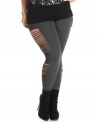 Rock an edgy look with ING's plus size leggings, featuring ripped sides.