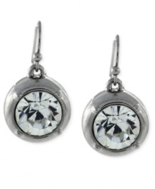Circular chic. This pair of drop earrings from Jessica Simpson is crafted from silver-tone mixed metal with large glass crystal stones to ensure you're the center of attention. Approximate drop: 1-1/4 inches. Circular chic. This pair of drop earrings from Jessica Simpson is crafted from silver-tone mixed metal with large glass crystal stones to ensure you're the center of attention. Approximate drop: 1-1/4 inches.