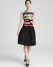 Make a style statement--literally--with this Jean Paul Gaultier convertible dress emblazoned with a bold and bright graffiti print. Wear as maxi or convert to midi with drawstring hem. Make a style statement--literally--with this Jean Paul Gaultier convertible dress emblazoned with a bold and bright graffiti print. Wear as maxi or convert to midi with drawstring hem.
