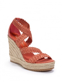 THE LOOKCrisscross two-tone woven raffia upperAdjustable leather ankle strapBraided leather trim around the outsoleWoven raffia-covered wedge, 5 (125mm)Hemp-covered platform, 1½ (40mm)Compares to a 3½ heel (90mm)THE MATERIALWoven raffia upper and liningSuede footbedRubber soleORIGINMade in Spain THE LOOKCrisscross two-tone woven raffia upperAdjustable leather ankle strapBraided leather trim around the outsoleWoven raffia-covered wedge, 5 (125mm)Hemp-covered platform, 1½ (40mm)Compares to a 3½ heel (90mm)THE MATERIALWoven raffia upper and liningSuede footbedRubber soleORIGINMade in Spain