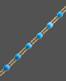 Double up on polish, while infusing color into your look. Carlo Viani's chic, double strand bracelet highlights turquoise beads (12-1/2 mm) set in 14k gold. Approximate length: 7-1/2 inches. Double up on polish, while infusing color into your look. Carlo Viani's chic, double strand bracelet highlights turquoise beads (12-1/2 mm) set in 14k gold. Approximate length: 7-1/2 inches.