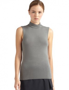 THE LOOKMockneckSleeveless Back zipperTHE FITAbout 21 from shoulder to hemTHE MATERIALViscose/elastaneCARE & ORIGINHand washImportedModel shown is 5'9 (175cm) wearing US size Small. THE LOOKMockneckSleeveless Back zipperTHE FITAbout 21 from shoulder to hemTHE MATERIALViscose/elastaneCARE & ORIGINHand washImportedModel shown is 5'9 (175cm) wearing US size Small.