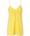 Adorable yellow and white lingerie-inspired striped top from Juicy Couture - Stay cozy and stylish in this lovely sleep tank - Stylish micro stripes - Perfect for glamorous lounging
