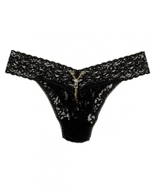Hanky Panky's original rise thong gets a sweet detail, a sequin zipper embellishment on front for a fun style. Hanky Panky's original rise thong gets a sweet detail, a sequin zipper embellishment on front for a fun style.