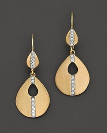 Twinned teardrops are set with glittering diamonds and pierced with a keyhole. Twinned teardrops are set with glittering diamonds and pierced with a keyhole.