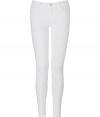 A tried and true favorite of the fashion set detailed in pristine white, these J Brand jeans are easy and flattering with a skinny leg and just the right amount of stretch - Classic five-pocket style, zip fly, button closure, belt loops - Slim fit - Wear with a pullover, leather jacket, and flats